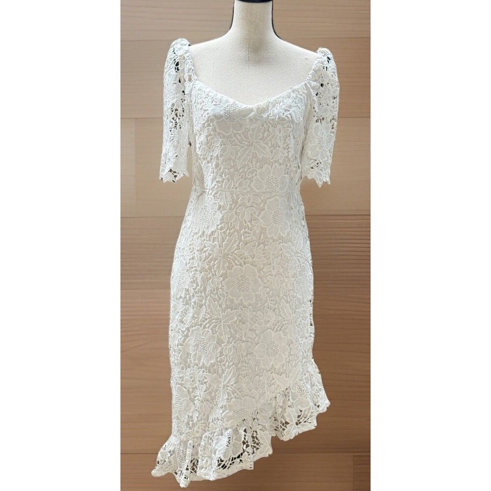 JJ's House Adelita White Lace Midi Dress Size L #312108 - Picture 3 of 16